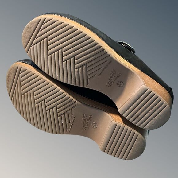 Dansko Black Leather Mules with Wooden Sole - Picture 7 of 8